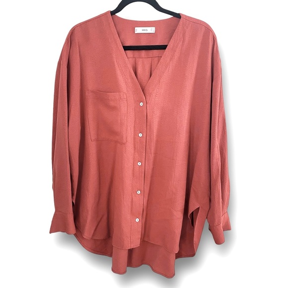 Mango Tops - Mango Chest-pocket oversized flowy blouse. Russet orange. size 6